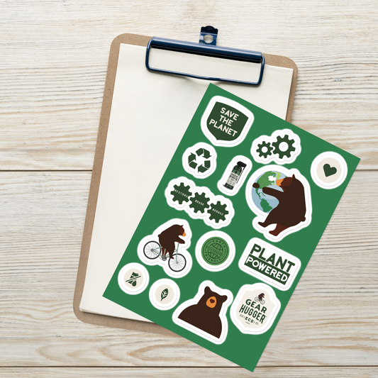 clipboard and stickers to save the planet