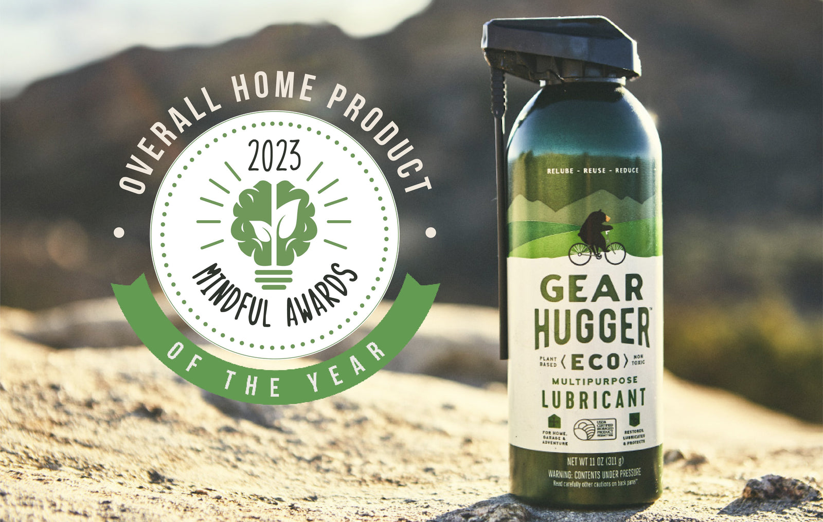 Gear Hugger eco-friendly lubricant winning 2023 Mindful Award for Overall Home Product