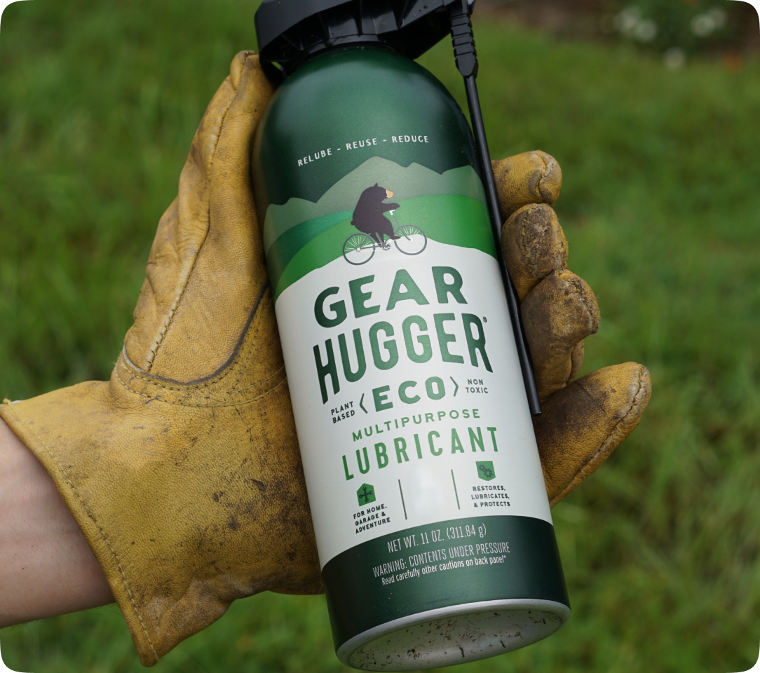 hand holding gear hugger eco lubricant
