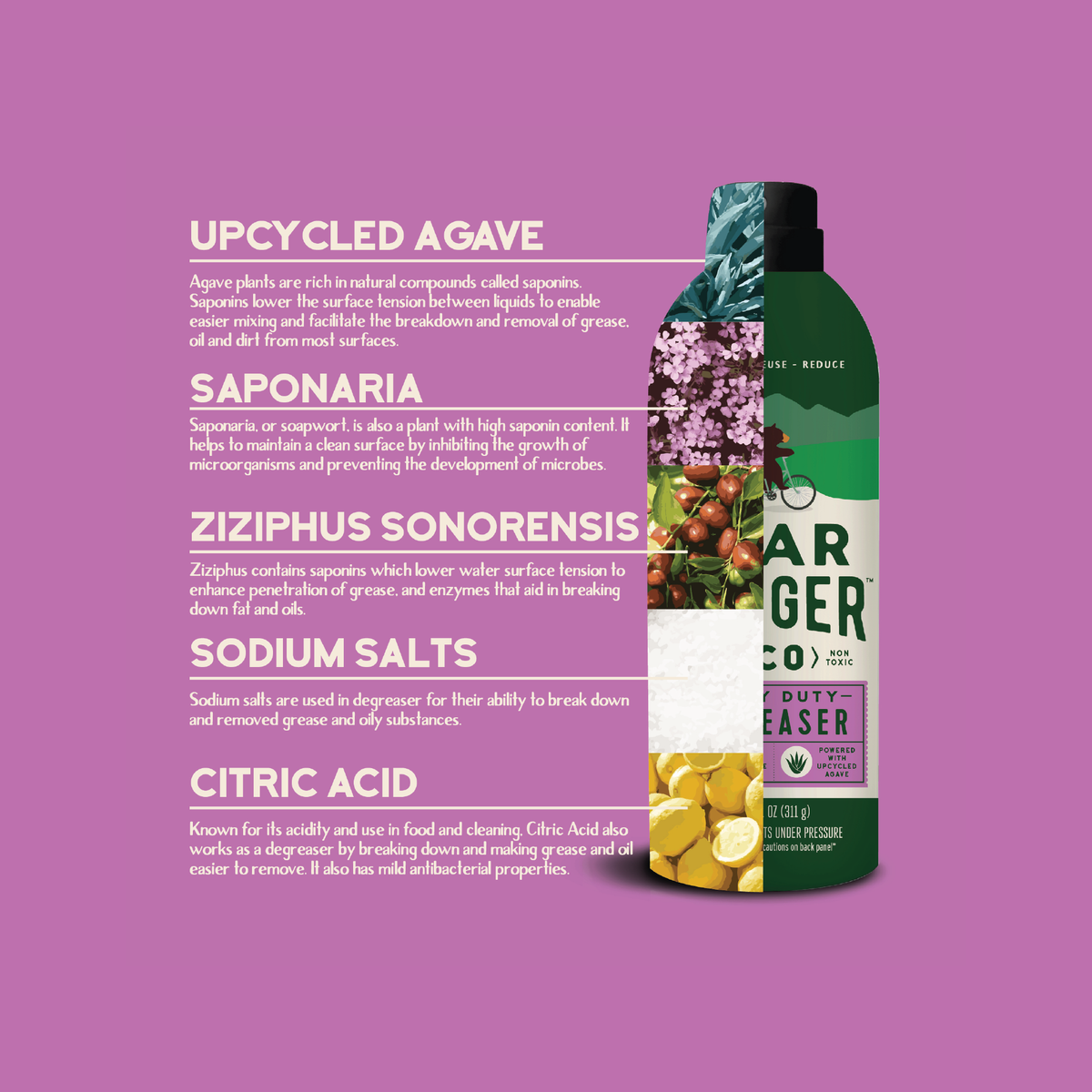 eco friendly ingredients list for the gear hugger degreaser