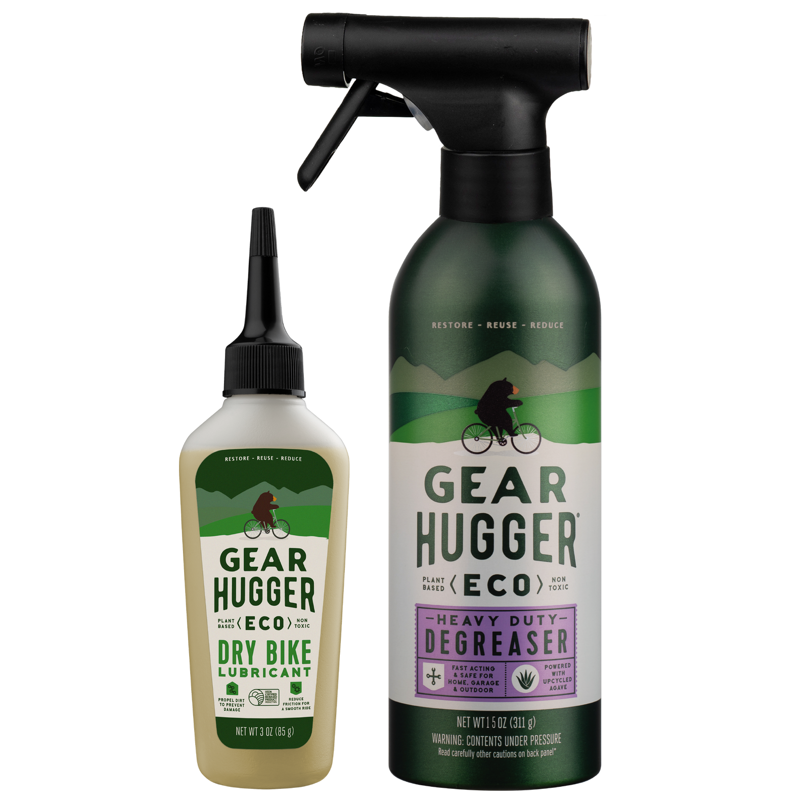 Eco 2-piece bike bundle - dry bike lubricant and heavy-duty degreaser for plant-based drivetrain care