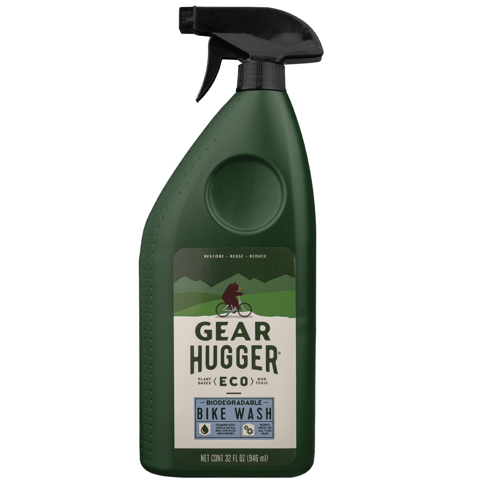 Eco biodegradable bike wash 32oz spray bottle - plant-based, removes dirt, grime and grease from bikes