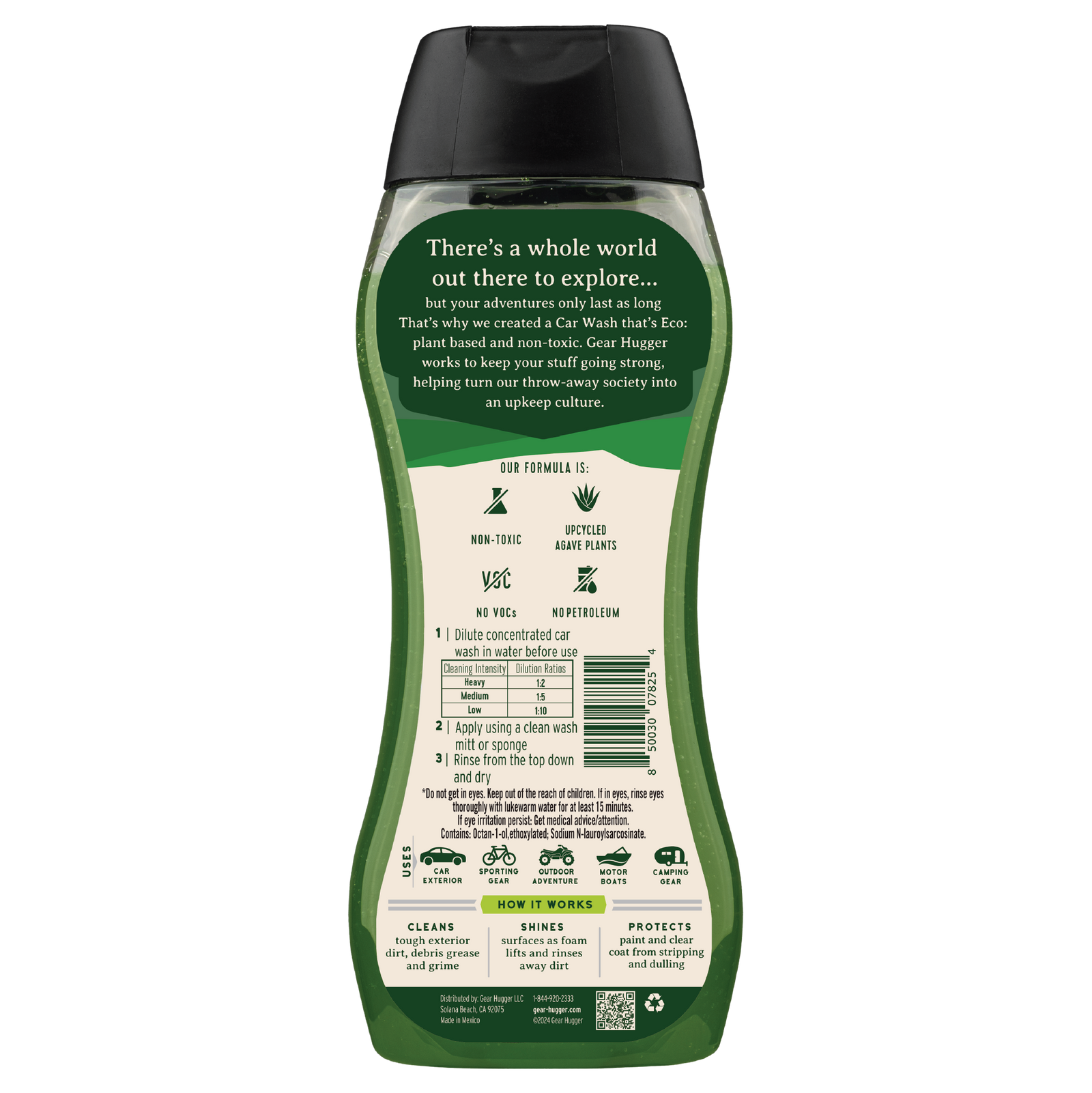 Eco concentrated car wash 16oz bottle - plant-based, earth biodegradable, safe for all vehicles