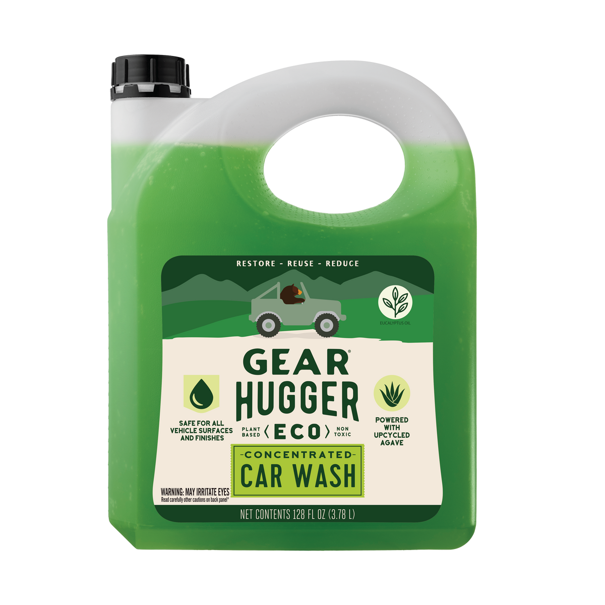 Eco concentrated car wash 128oz gallon jug - plant-based, safe for all vehicle surfaces
