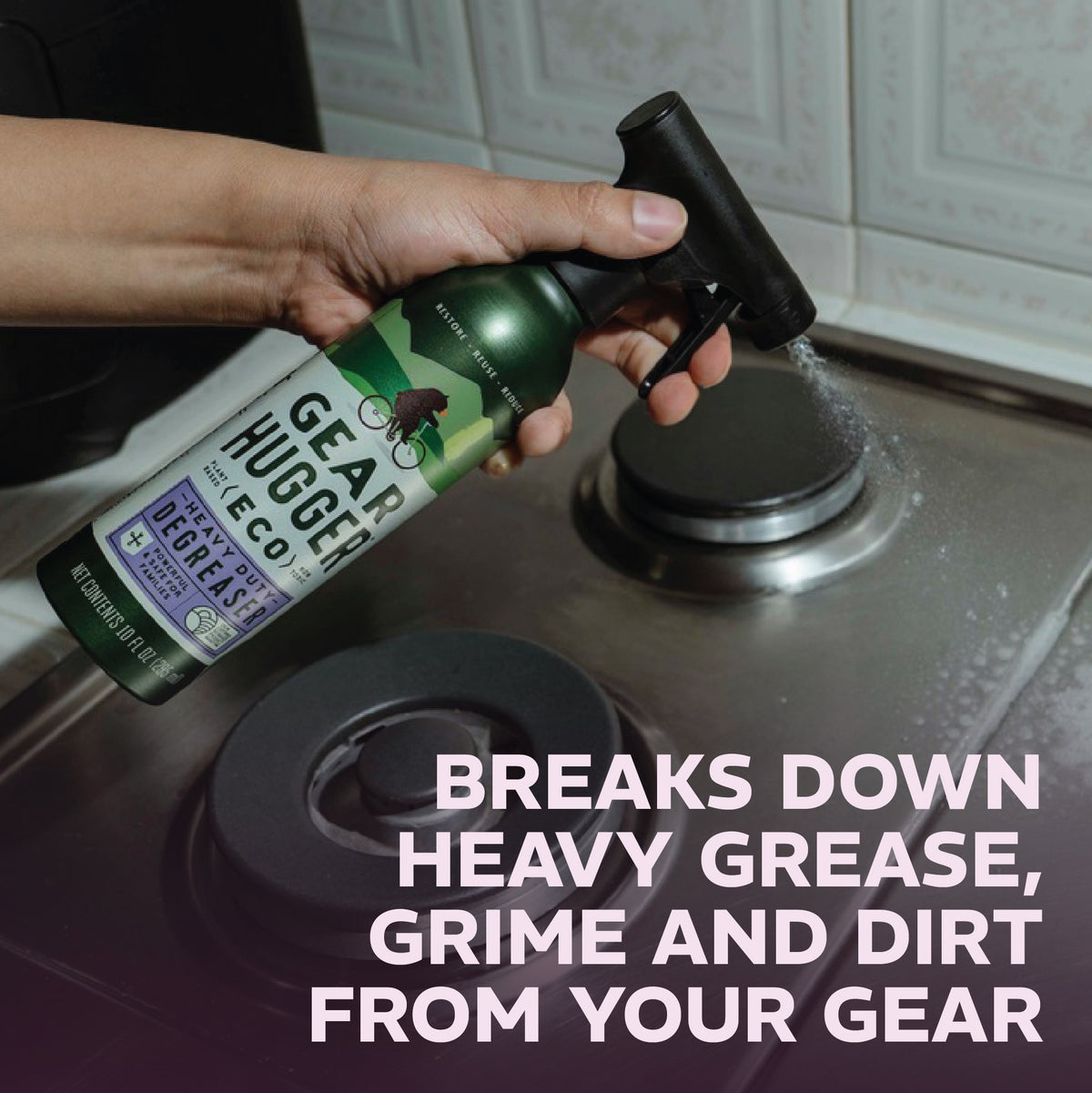 Eco heavy-duty degreaser breaking down heavy grease, grime and dirt - plant-based, non-toxic formula