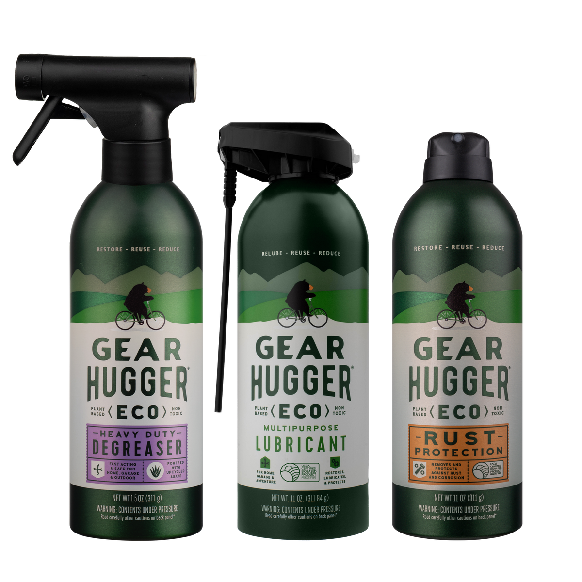 Eco heavy-duty degreaser, multipurpose lubricant and rust protection spray 3-piece bundle