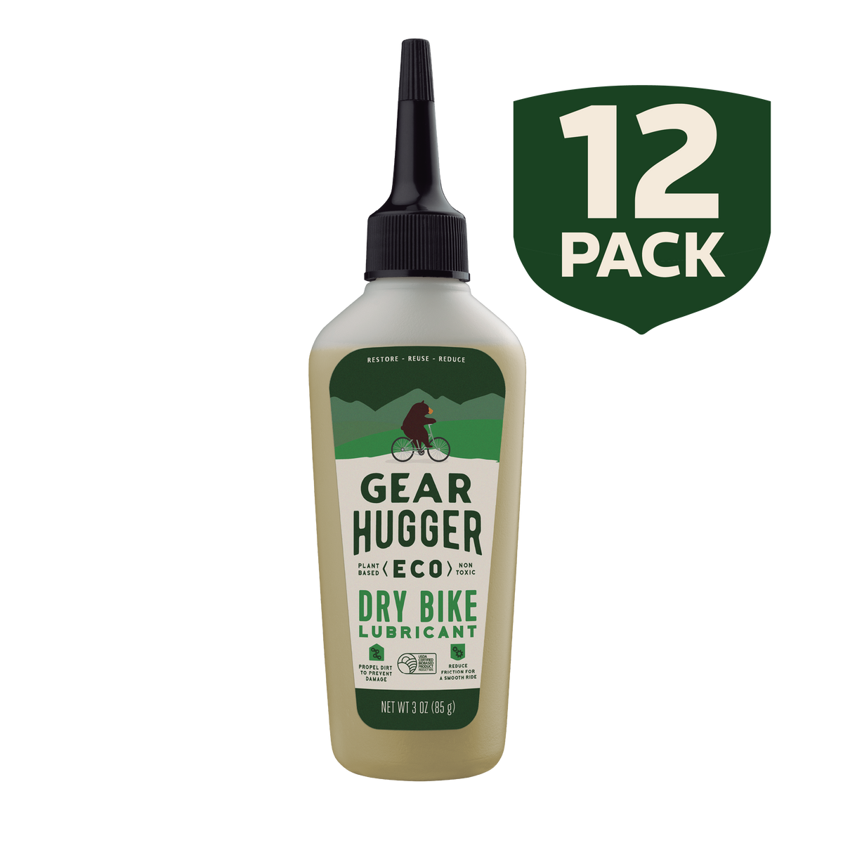 Eco dry bike lubricant 3.2oz 12-pack - 96% biobased, no PTFEs, plant-powered chain lube bulk value