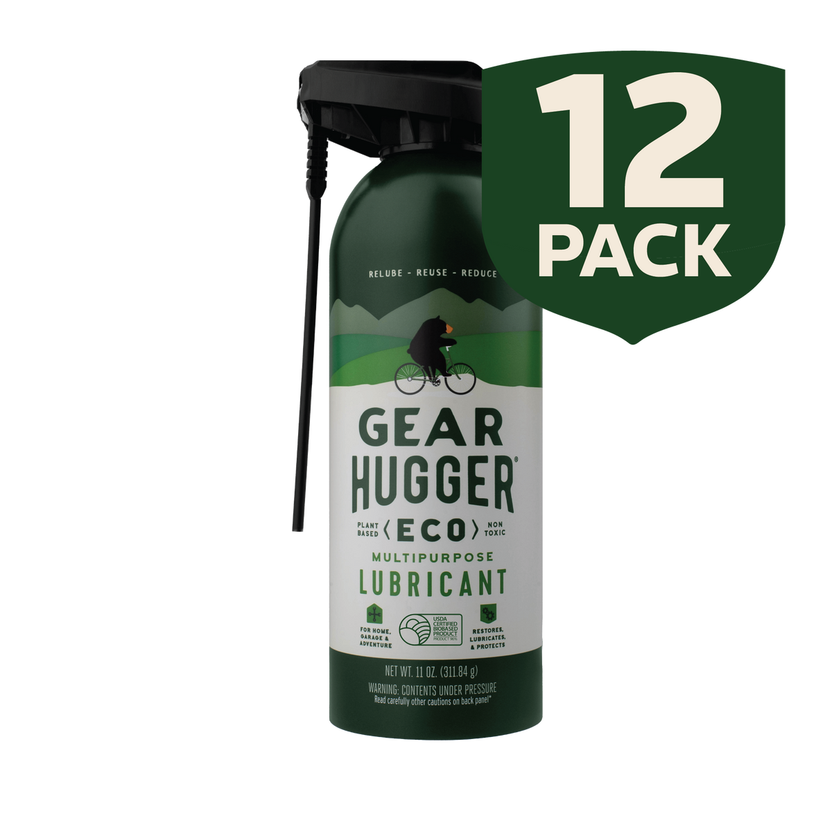 Eco multipurpose lubricant 11oz 12-pack bulk - plant-based, USDA biobased, non-toxic formula