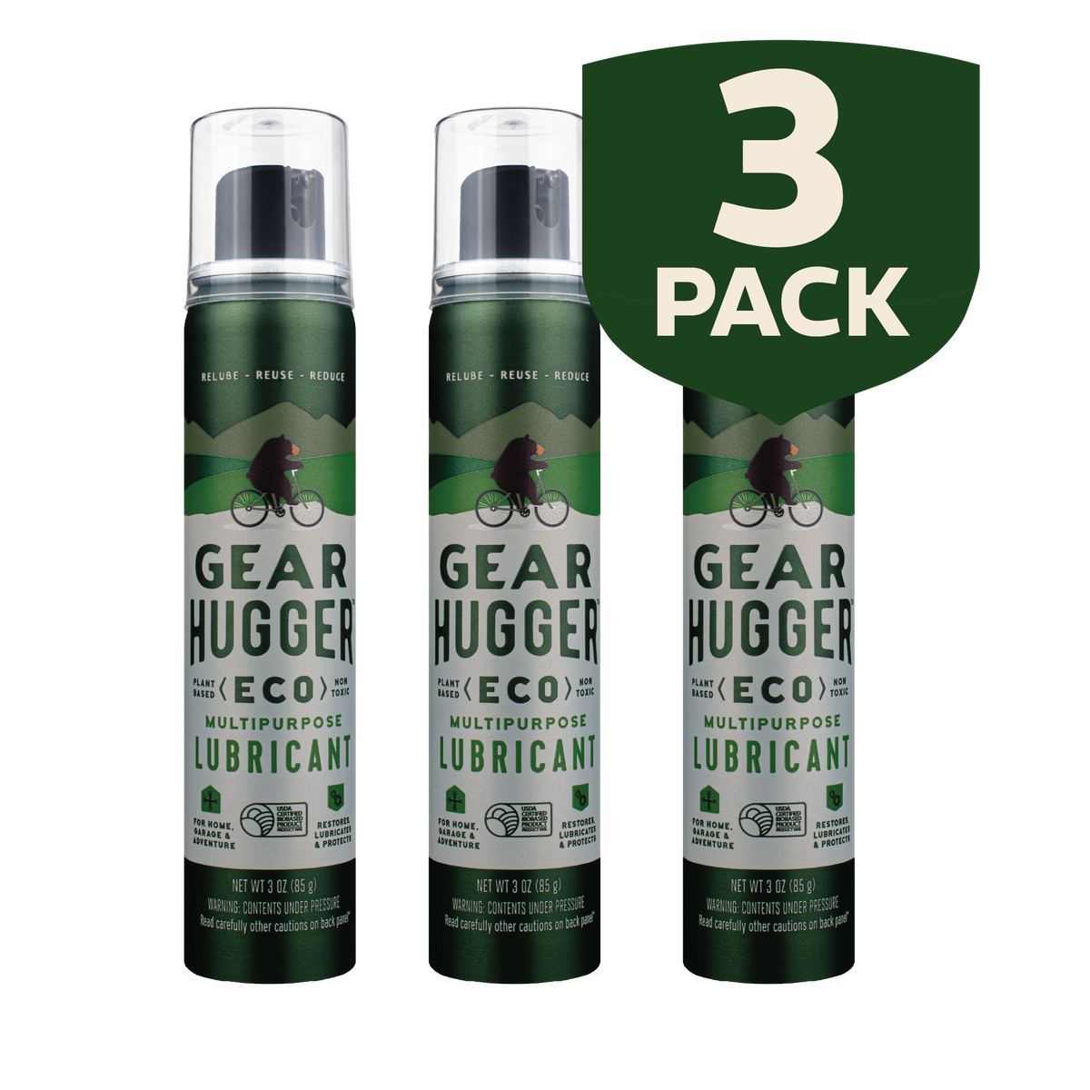 Eco multipurpose lubricant 3oz 3-pack - 96% biobased, plant-based, non-toxic, for home, garage and adventure