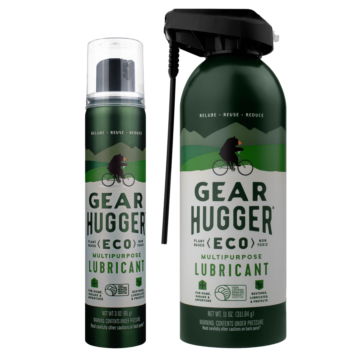 Eco dual bundle - plant-based multipurpose lubricant 11oz and 3oz travel size for home and on-the-go use