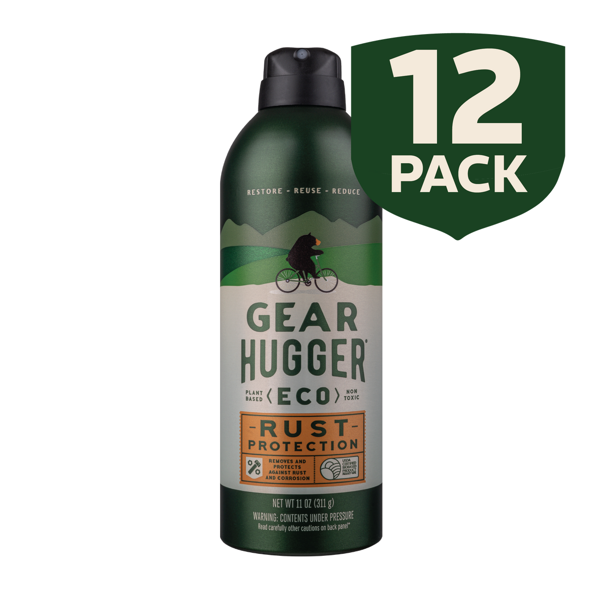 Eco rust protection spray 11oz 12-pack bulk - 100% biobased, plant-based, removes rust and prevents corrosion