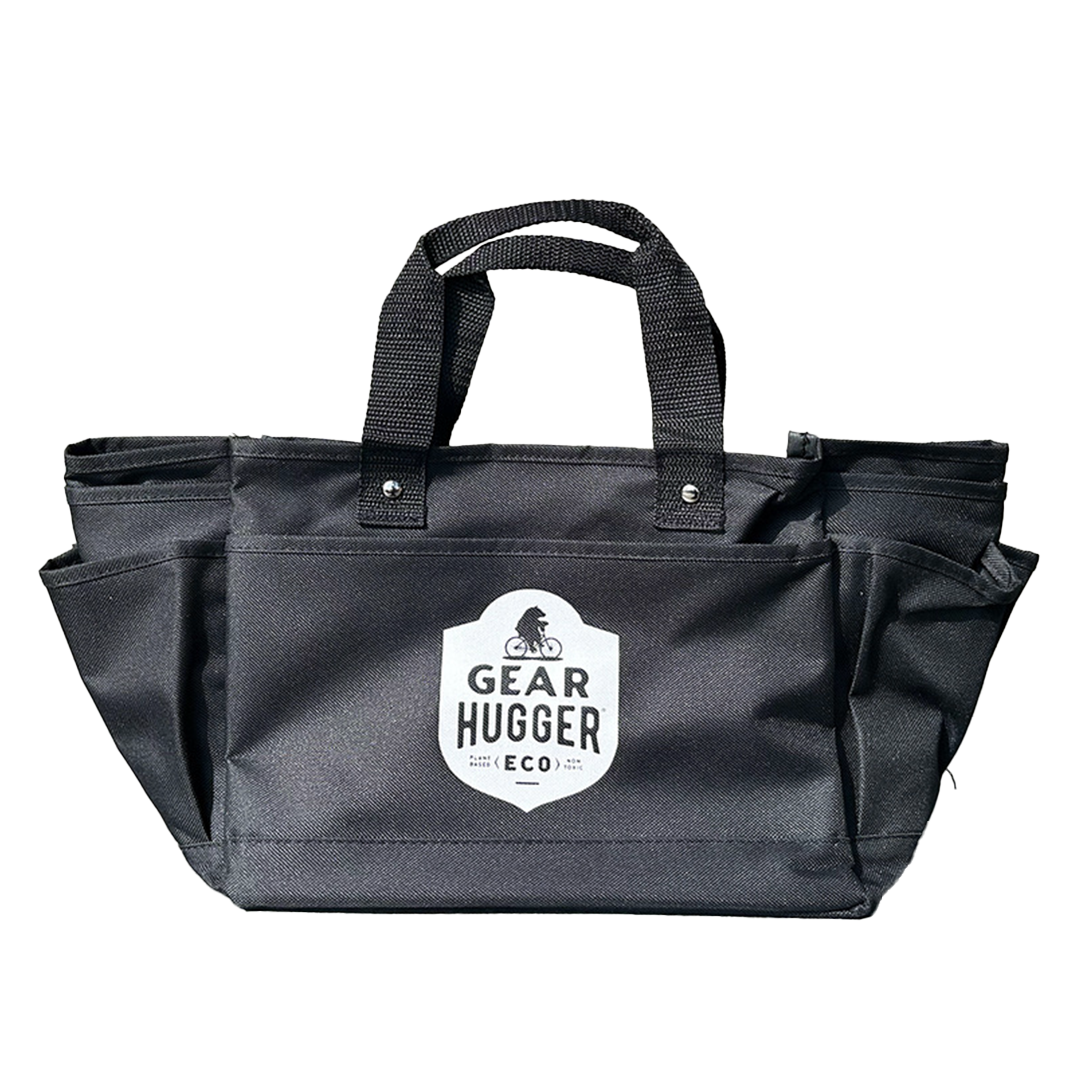 Black eco tool bag with Gear Hugger logo - portable organizer for lubricants and cleaning essentials