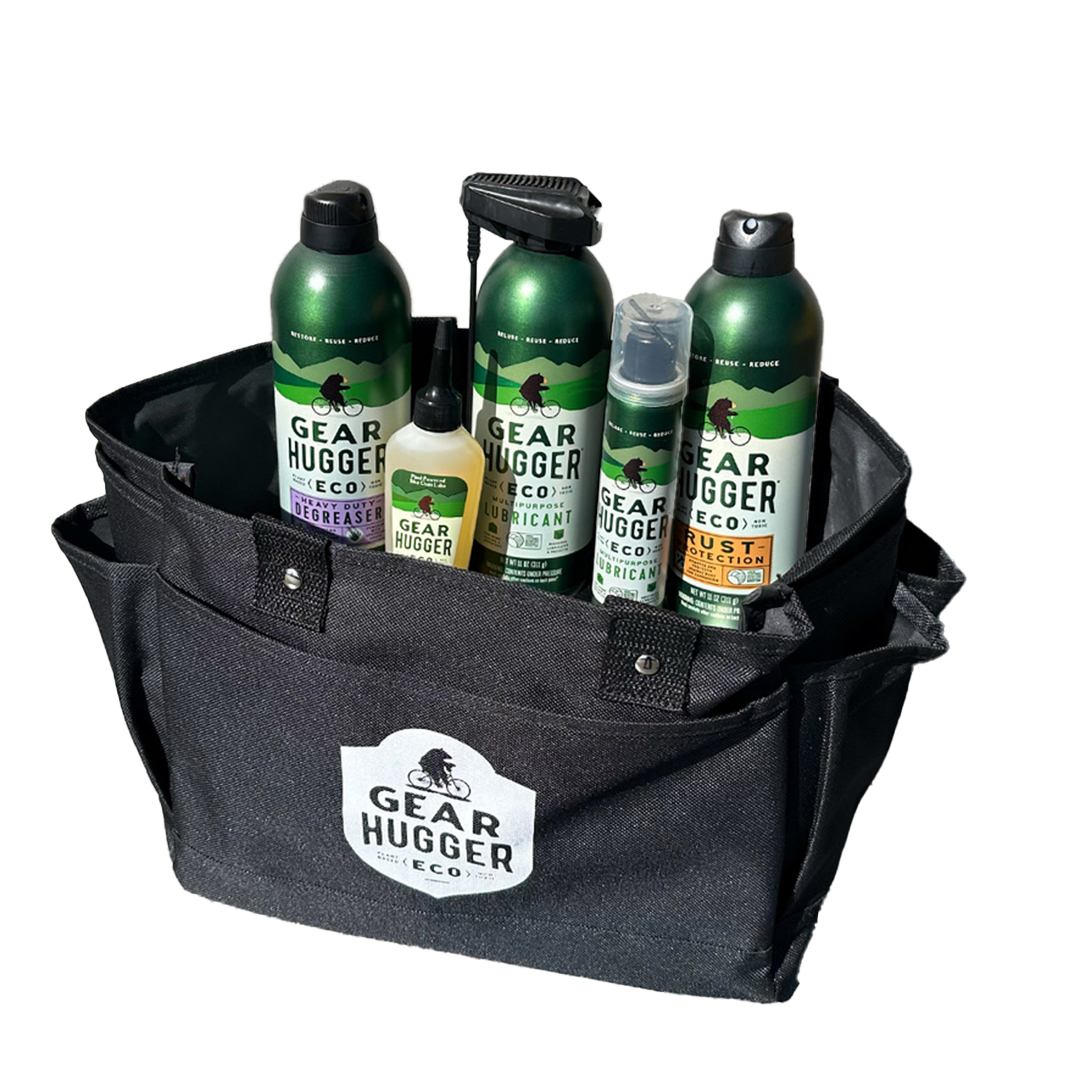 Eco ultimate go bag 5-piece set - lubricant, degreaser, rust protection, dry bike lube and tool bag